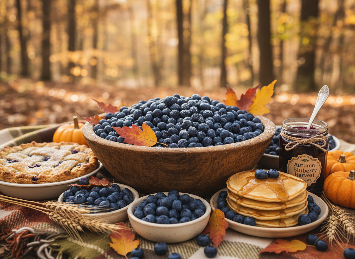 Firefly_generate a fall season spread image of blueberries 197659